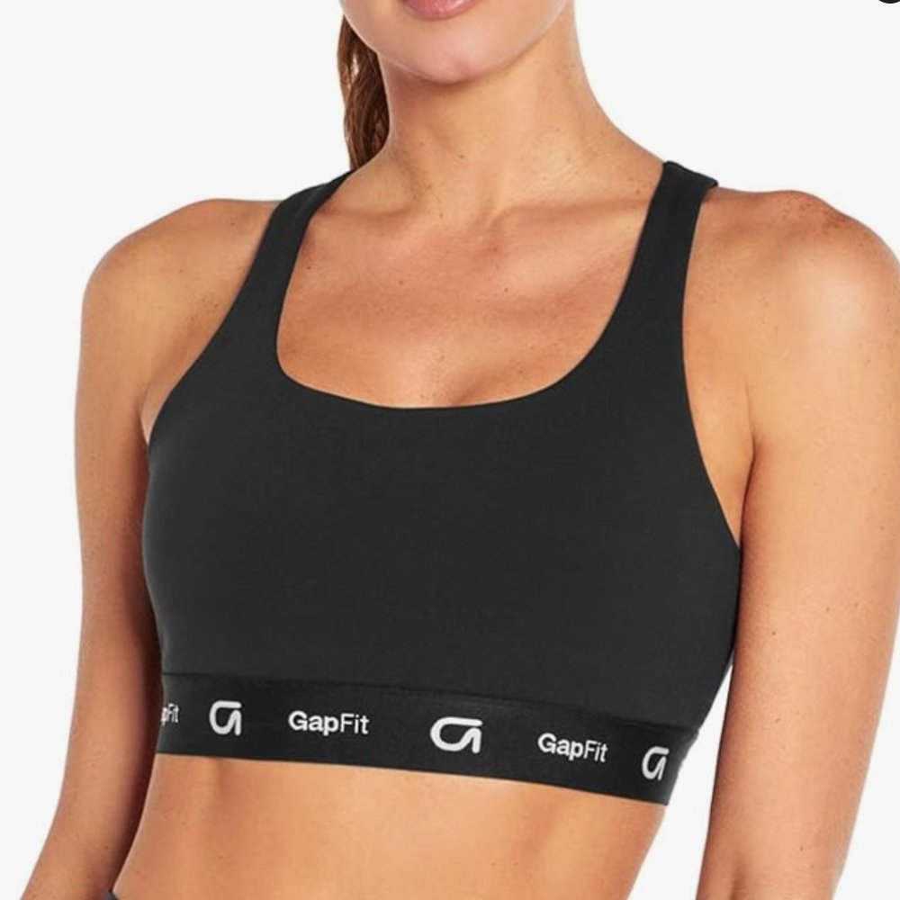 NEW XS Black GapFit Women's 4 Way Stretch Moisture Wicking Racerback Sports Bra